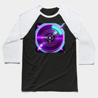 Retrofuturism Purple Vinyl Record Holographic Baseball T-Shirt